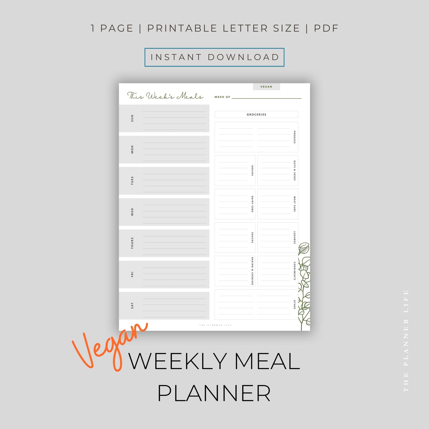 Vegan Weekly Meal Planner